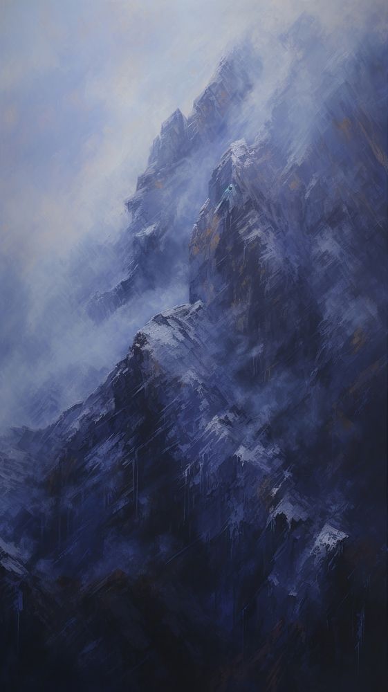 Acrylic paint of mountain nature fog backgrounds.