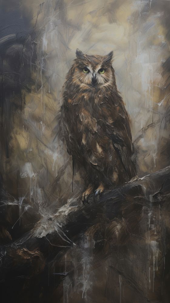 Acrylic paint of owl painting animal bird.