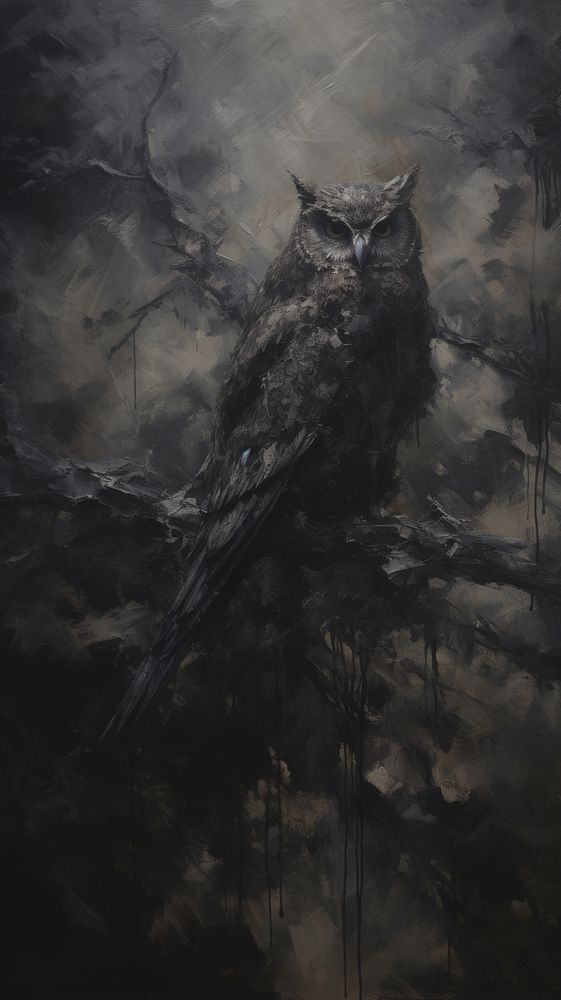 Acrylic paint of owl animal nature bird.