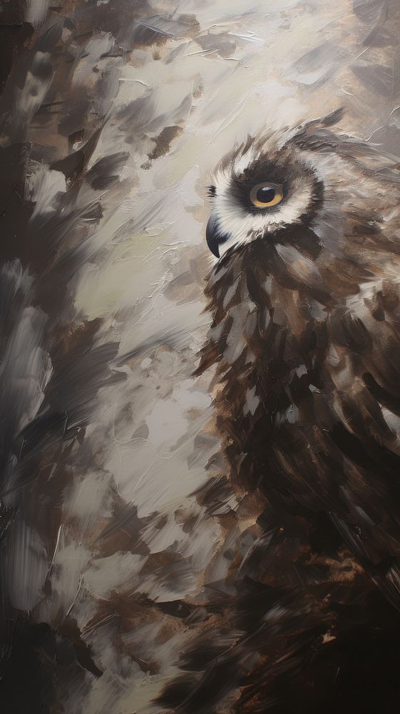 Acrylic paint of owl painting animal bird.