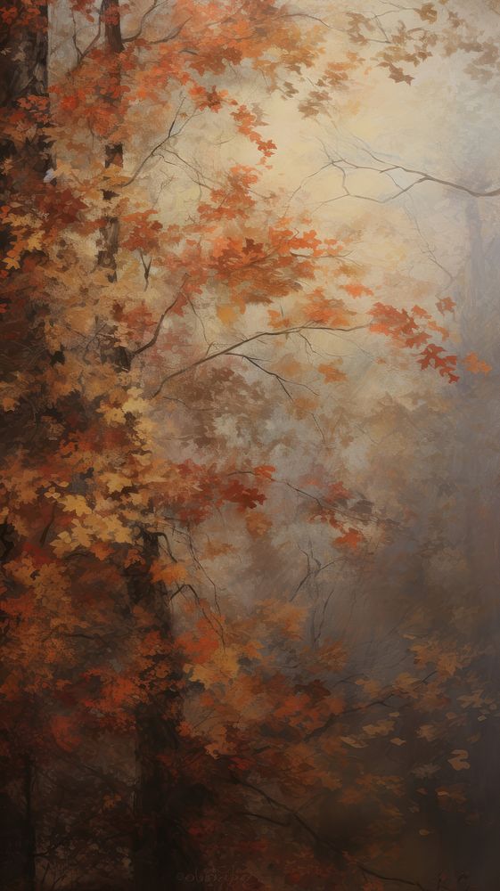 Acrylic paint of autumn outdoors painting nature.