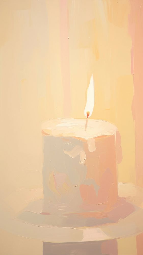Cute cake and candle wallpaper fire creativity painting.