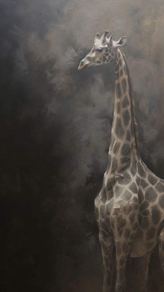 Acrylic paint of animals wildlife giraffe mammal.