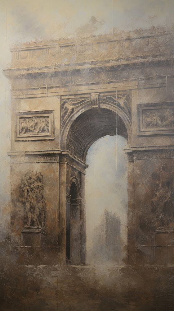 Acrylic paint of arc de triomphe architecture painting art.