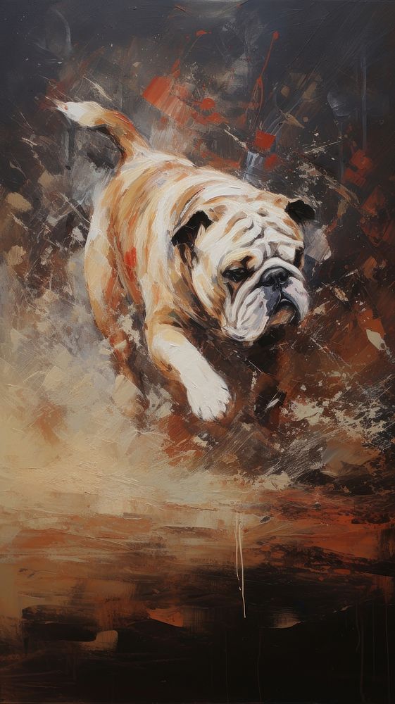 Acrylic paint of bulldog painting animal mammal.