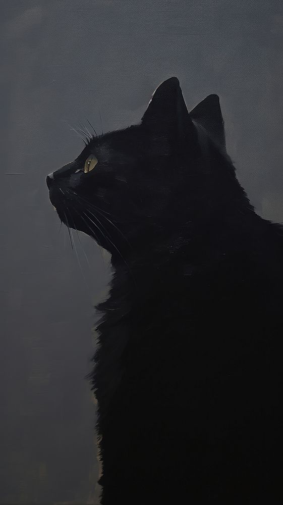 Acrylic paint of black cat short hair mammal animal pet.
