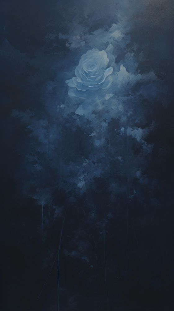 Acrylic paint of blue rose painting nature night.