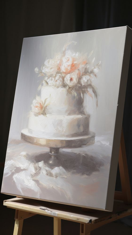 Flower on Big wdding cake painting dessert canvas.