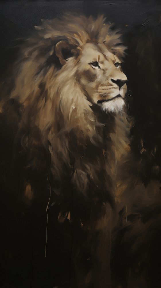 Acrylic paint of lion wildlife painting mammal.