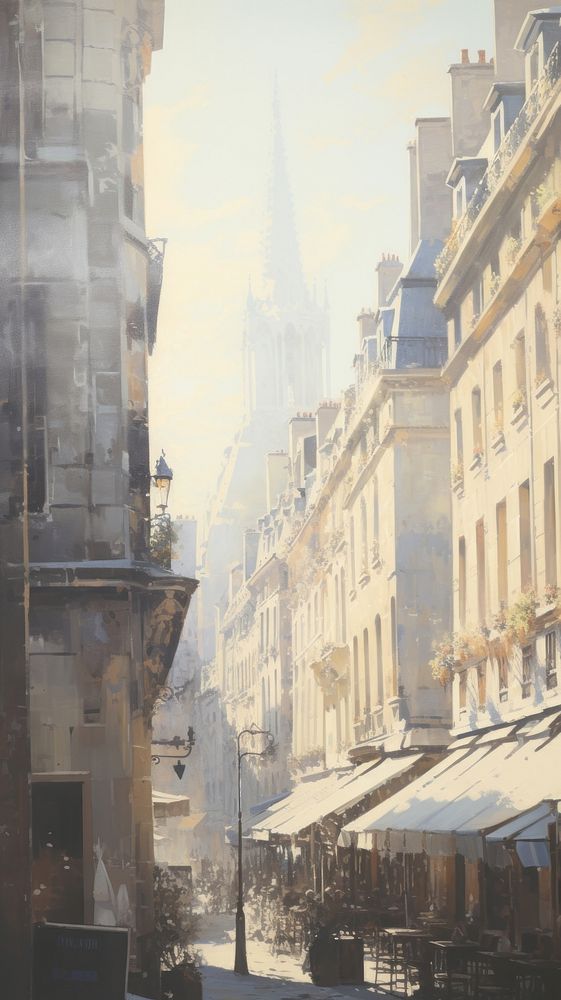 Acrylic paint of Paris outdoors street city.