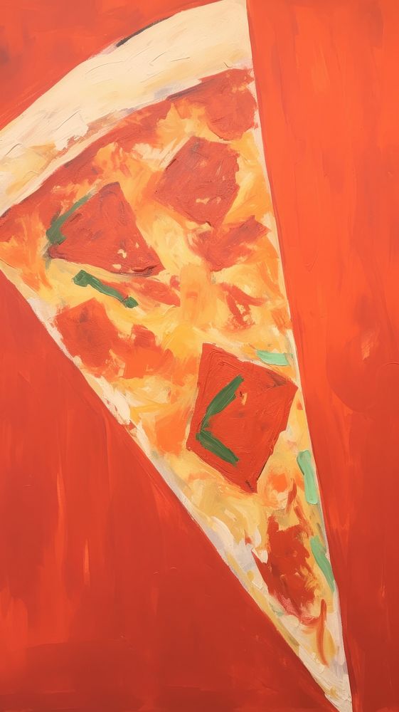 Acrylic paint of pizza food pepperoni painting.