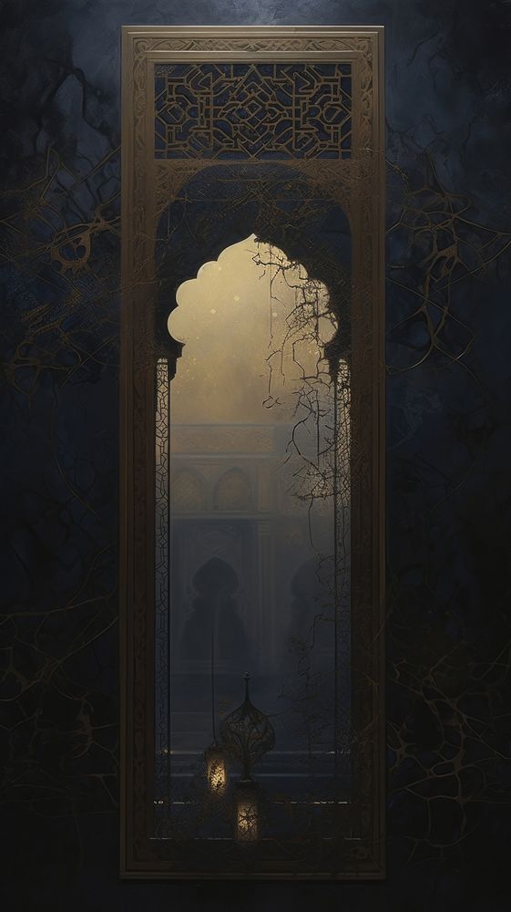 Acrylic paint of ramadan architecture screenshot darkness.