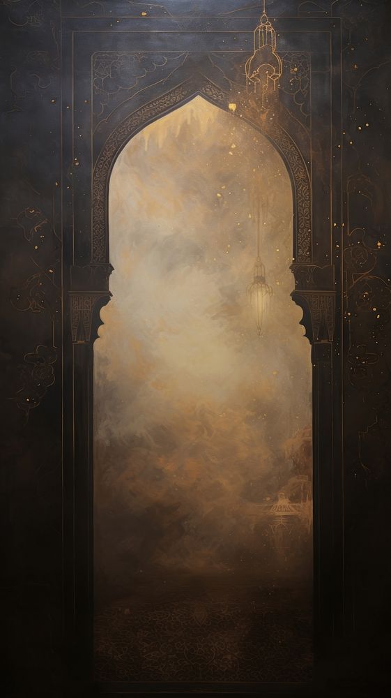 Acrylic paint of ramadan architecture painting spirituality.