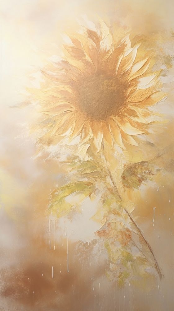 Acrylic paint of sunflower painting plant art.