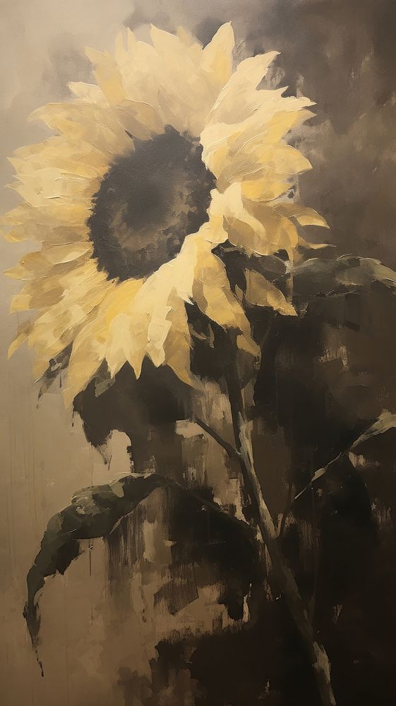 Acrylic paint of sunflower painting plant art.