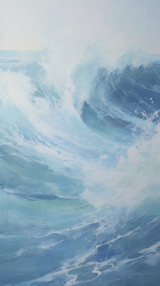 Acrylic paint of wave painting nature ocean.