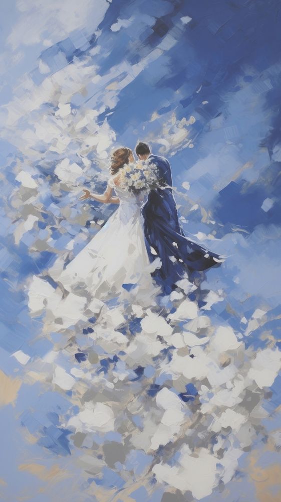 Acrylic paint of wedding painting nature dress.