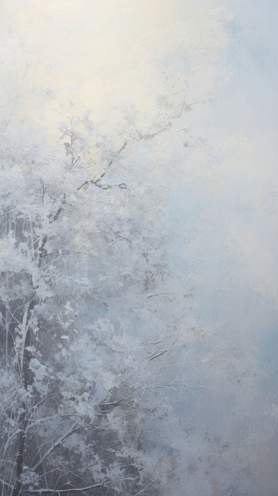 Acrylic paint of winter outdoors nature forest.