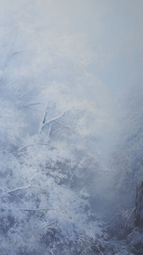 Acrylic paint of winter nature frost snow.