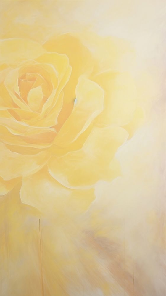 Acrylic paint of yellow rose painting flower petal.