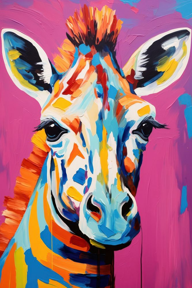 Animals painting animal giraffe.