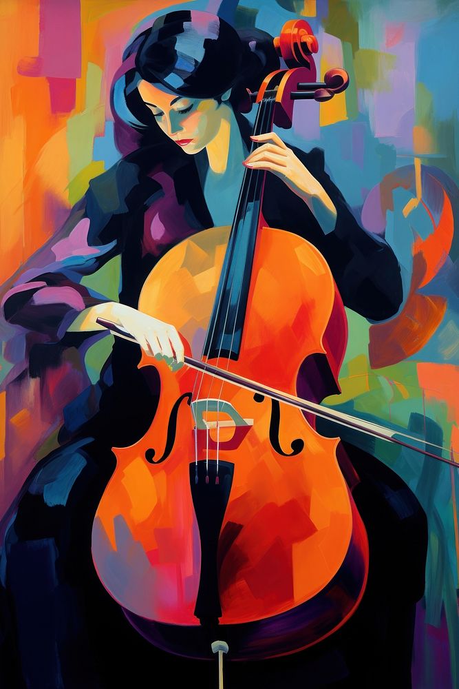 Music painting cello music.