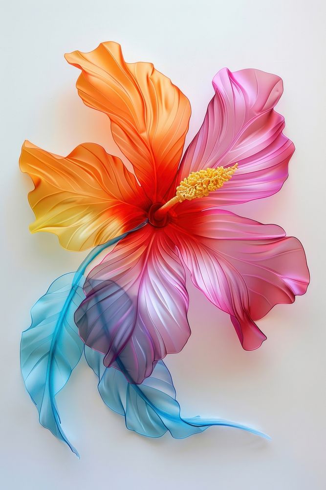 Tropical flower made from polyethylene hibiscus petal plant.