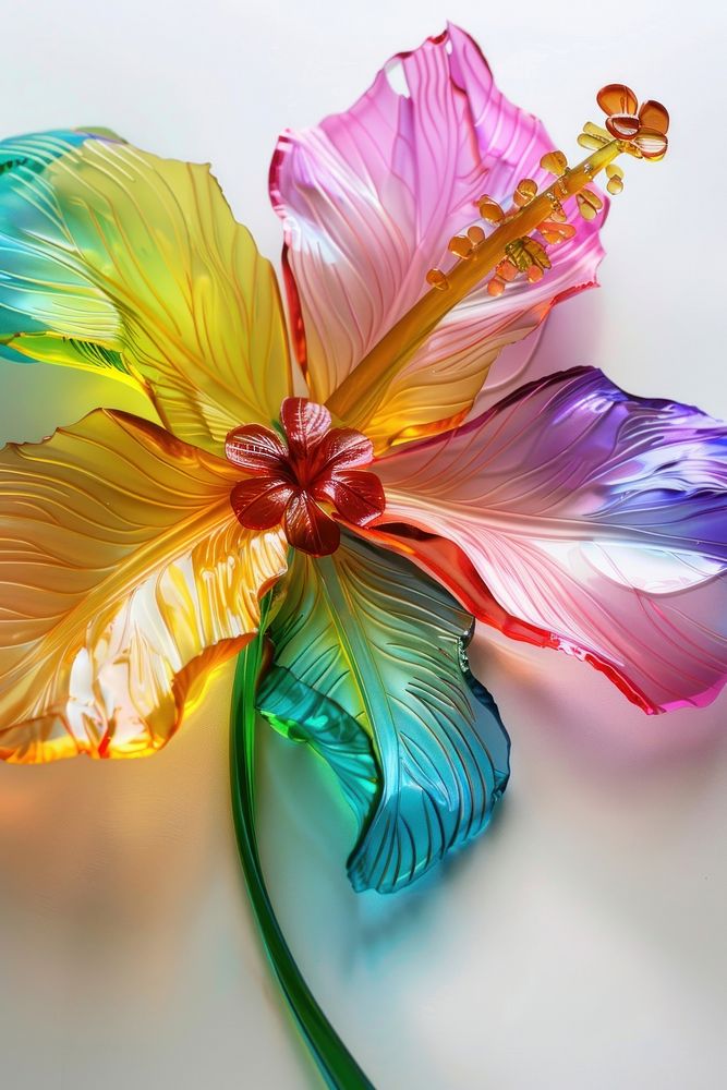 Tropical flower made from polyethylene petal plant art.