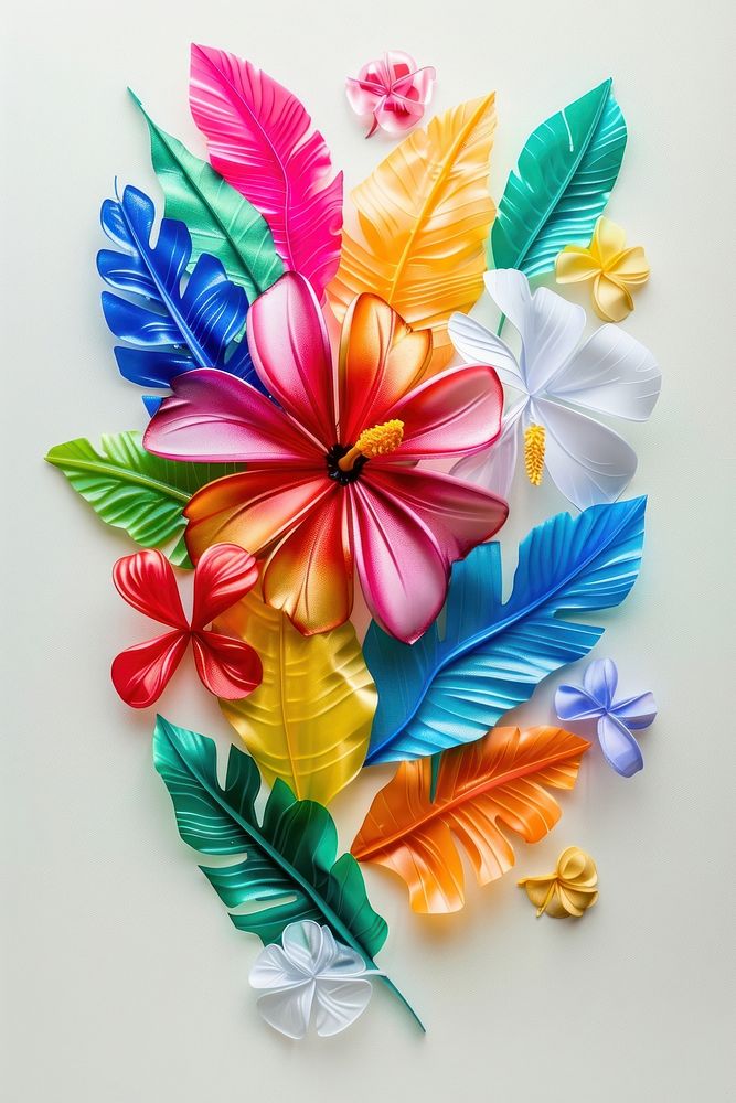 Tropical flower made from polyethylene pattern petal plant.