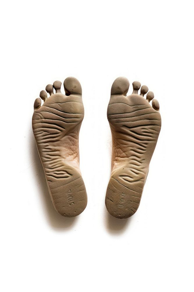 Soles of feet white background footprint barefoot.