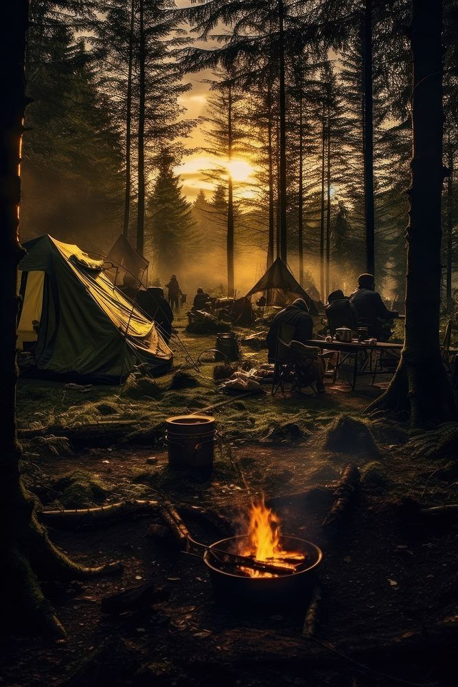 Camping camping outdoors bonfire.