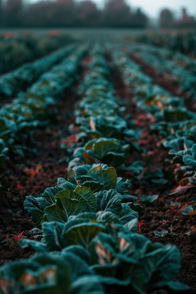Cabbage vegetable plant field.