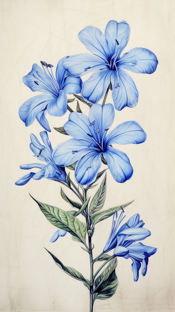 Vintage drawing Cape Plumbago flower sketch pattern.