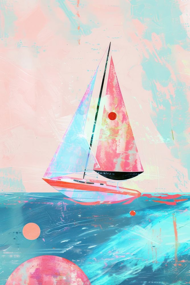 Sailing watercraft sailboat painting.