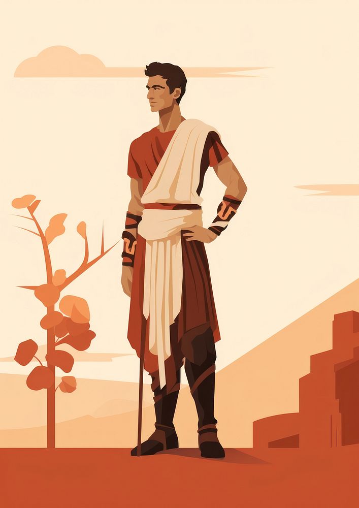 Ancient rome man wearing Ancient rome outfit adult architecture illustrated.