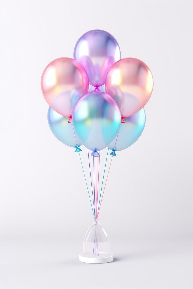 3d render of balloon holographic glass color anniversary celebration decoration.