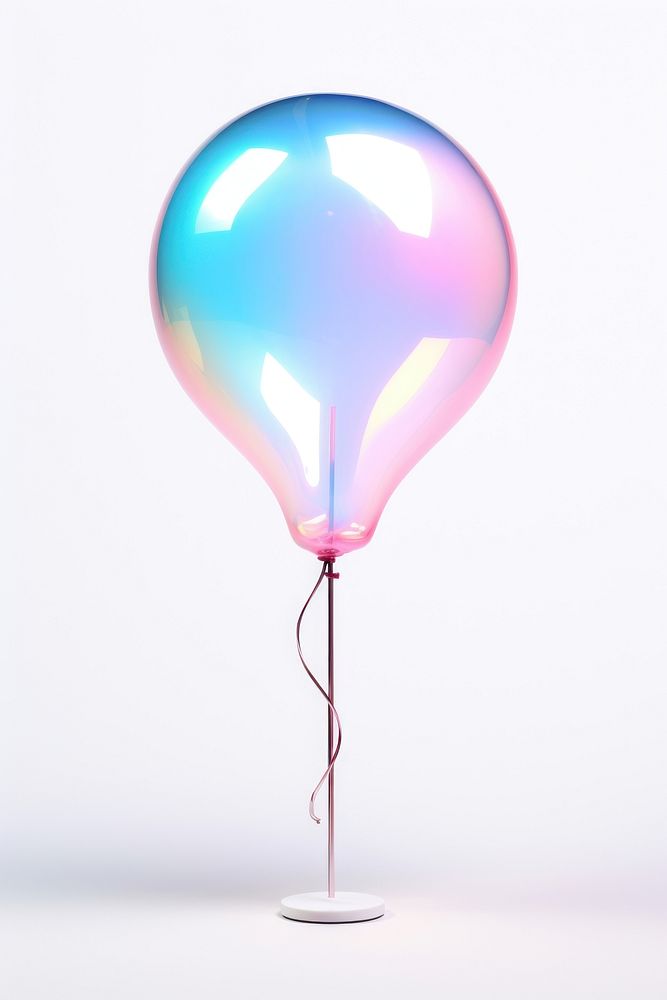 3d render of balloon holographic glass color lamp white background appliance.