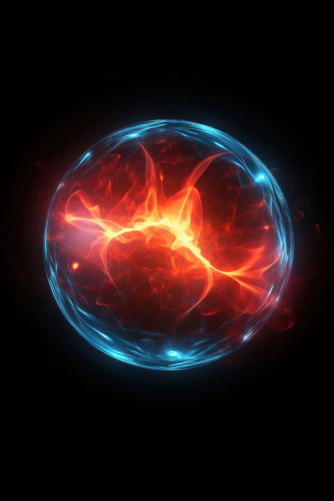3d render of glowing ball sphere light night.