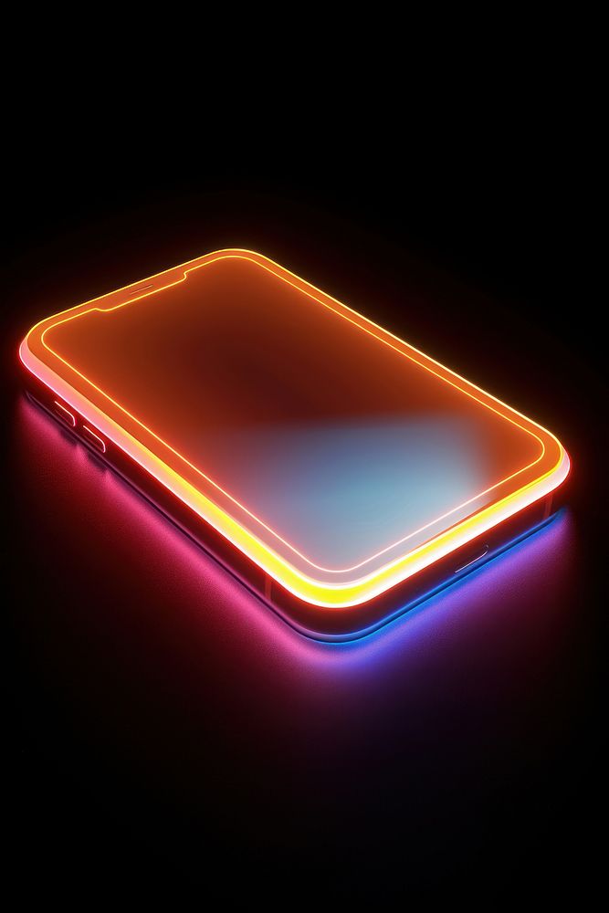 3d render of glowing phone light neon black background.