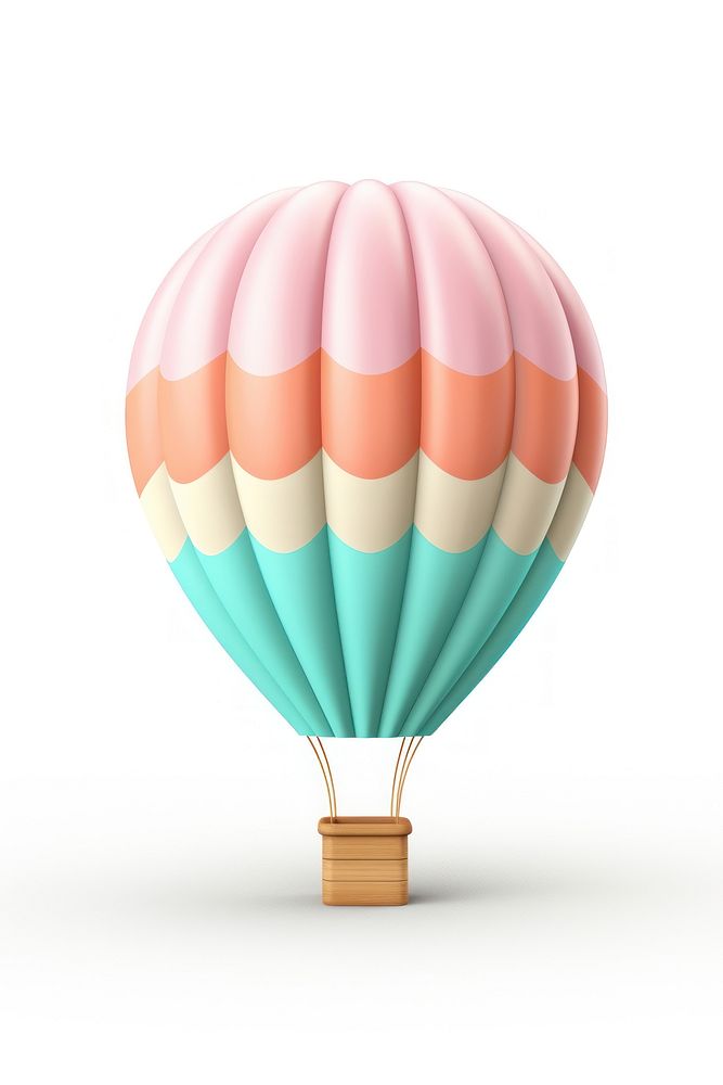 3d render of hot air balloon aircraft vehicle white background.