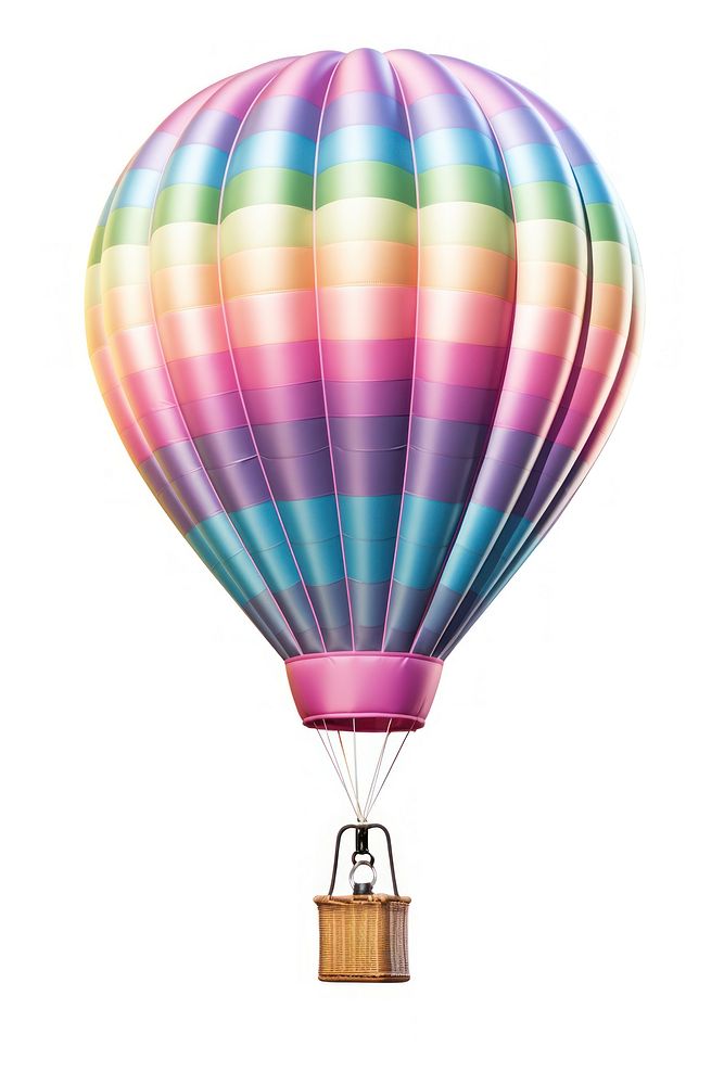 3D render of hot air balloon iridescent aircraft vehicle white background.