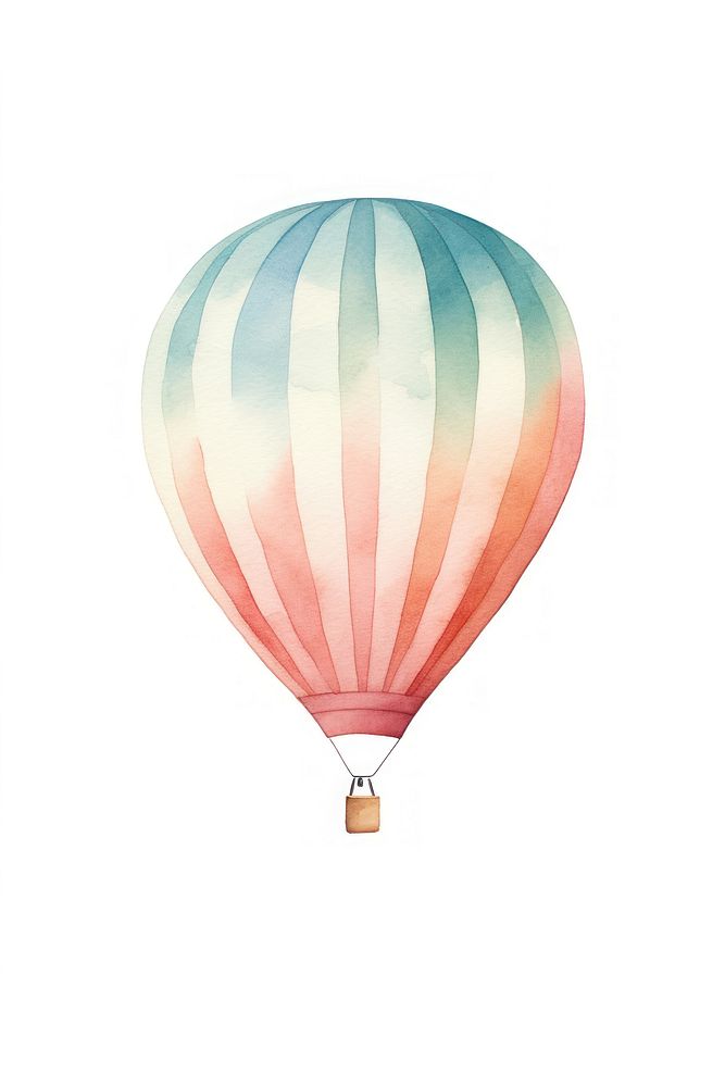 Watercolor illustration of a hot air balloon aircraft vehicle transportation.