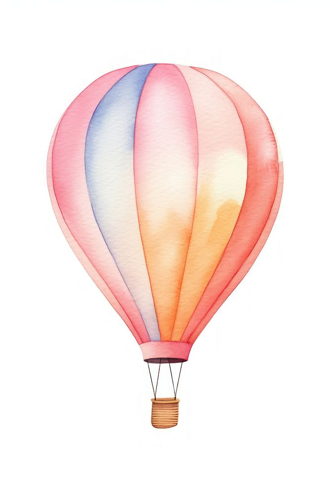 Watercolor illustration of a hot air balloon aircraft vehicle transportation.