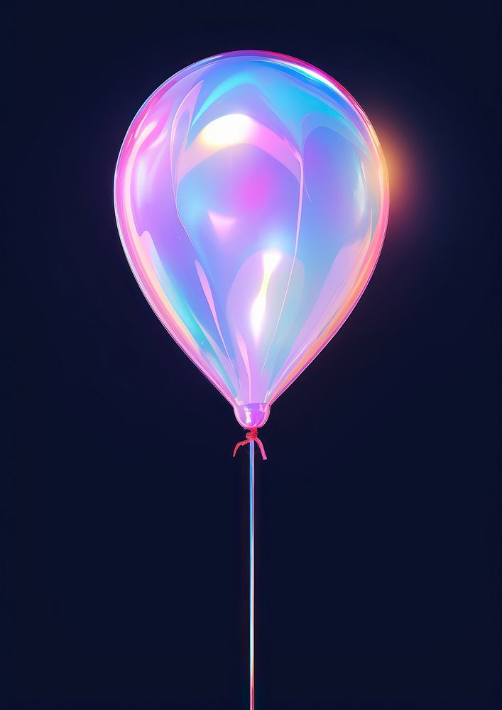Balloon in the style of aesthetic neon art nouveau lighting night illuminated.