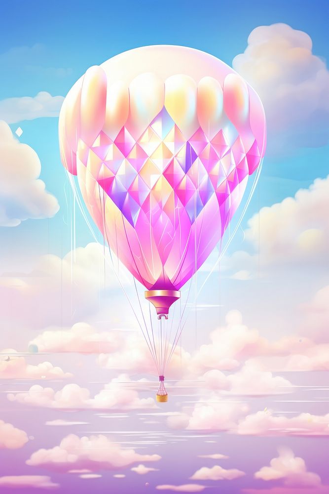 Balloon in the style of pastel dream art nouveau aircraft transportation backgrounds.