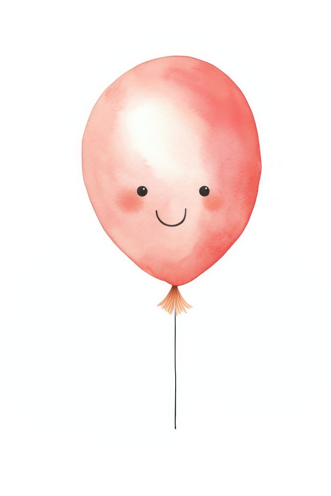 Cute watercolor illustration of a balloon white background anthropomorphic celebration.