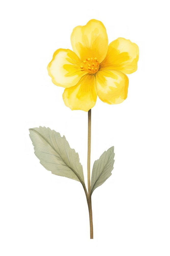 Cute watercolor illustration of a Primrose flower minimal daffodil blossom petal.