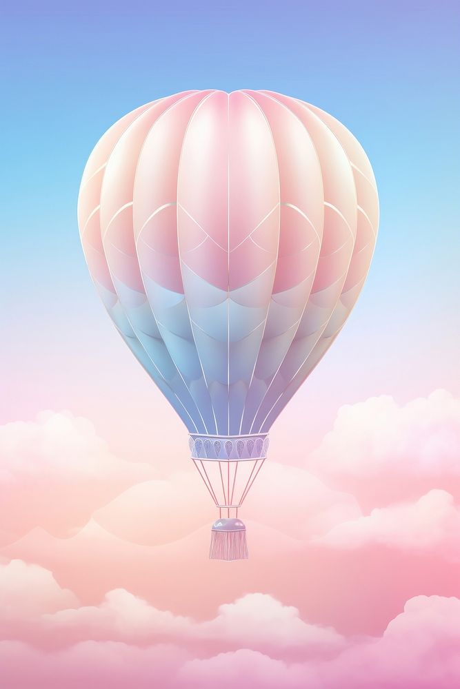 Hot air balloon in the style of pastel dream art nouveau aircraft vehicle transportation.