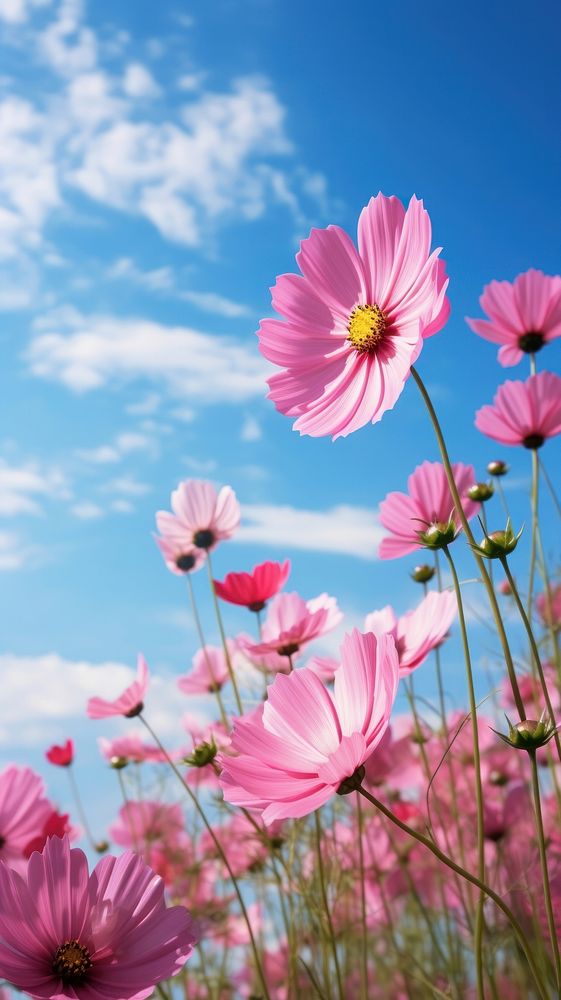 Pink cosmos field landscape sky | Premium Photo - rawpixel