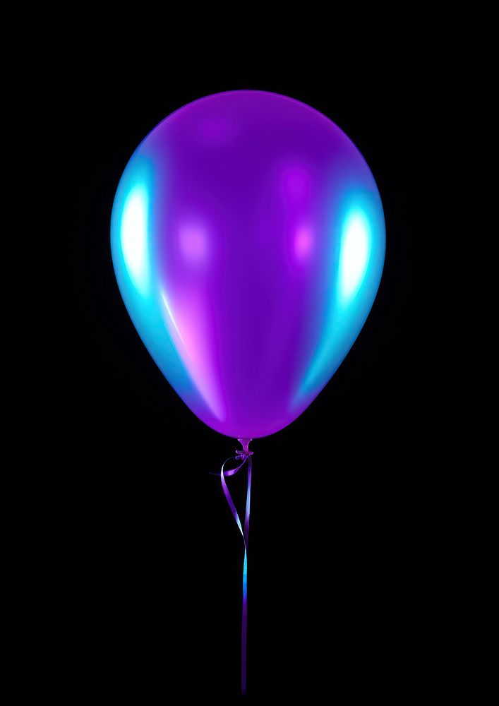 Neon balloon lighting violet night.